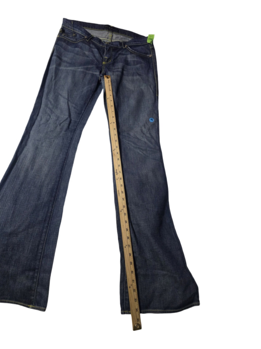 Women's Rock & Republic Flare Jeans Size 7 Blue Yellow Stitching